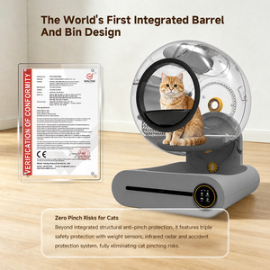Caja de arena inteligente redonda para gatos con función de control de olores, material plástico - Product Image 4