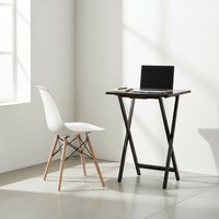 Table à manger pliable moderne en bois avec logo personnalisé, réglable, portable, avec rangement, gain de place, pour hôtel, 15" x 19" x 26", noire