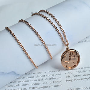 Özel kazınmış küre haritası yuvarlak kolye gezgin kolye paslanmaz çelik yığılmış disk istifleyici Charm kolye takı gravür - Product Image 4