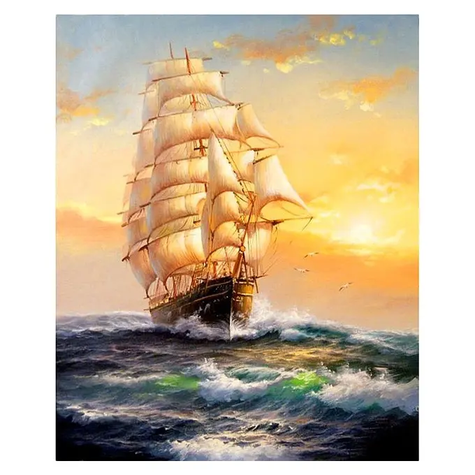 LS 5D DIY diamond mosaic canvas paintings for sale ship paint by numbers kit oil paintings art adult wall picture