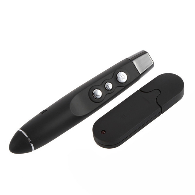 Portable Wireless PPT Presenter Digital Pointer Pen Red Laser 25M Range Flashlight Function AAA Battery Required for PowerPoint