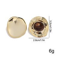 Boucles d'oreilles vintage style cour 2026, design haut de gamme, perles circulaires en résine, clous géométriques irréguliers en acrylique doré CCB pour femme