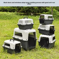 Grand transporteur d'animaux de compagnie portable et respirant en polypropylène, avec fenêtre en plastique, rigide, rectangulaire, couleur unie, pour chiens et chats
