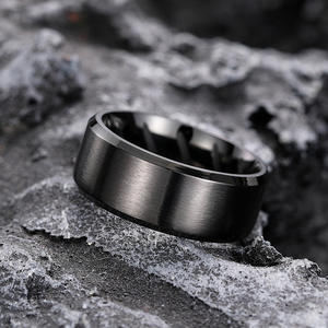 <b>Tungsten</b> Men's Wedding <b>Ring</b> <b>Black</b> Gun Plated Geometric Minimalist Design DJ086 - Product Image 4