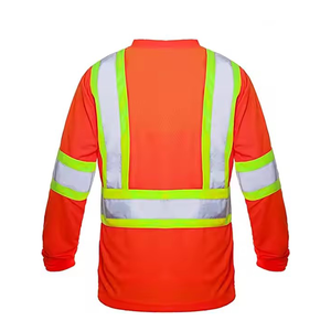 Chemise à manches longues réfléchissante fluorescente haute visibilité vêtements de travail de construction en polyester à séchage rapide Logo personnalisable doux haute visibilité - Product Image 1