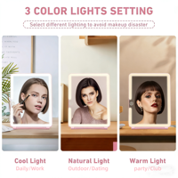 Cermin Rias Lipat Ultra Tipis 3x Pembesar dengan Fungsi Lampu LED untuk Kosmetik