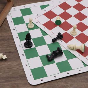 Reusable Tournament Chess <b>Mat</b> PU Leather <b>Roll</b> Chessboard Non Slip Chessboard for Kids and Adults - Product Image 1