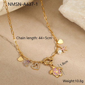 สร้อยคอจี้แฟชั่นฮาวายฤดูร้อน สร้อยคอเหล็กกล้าไร้สนิม 316L เครื่องประดับชุบทอง 14k 18k PVD ลายเต่าทะเลสำหรับผู้หญิง - Product Image 3