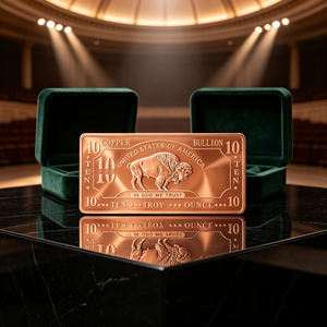 Barra de cobre de 10 onzas, diseño de búfalo de los Estados Unidos de América, con la inscripción 'En Dios confiamos'. - Product Image 4
