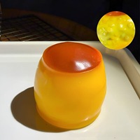 Pudding Caramel DIY Fait Main en Forme de Boule avec Remplissage de Paillettes en Forme de Pétales, Jouet Anti-Stress Décompression, Pudding Croustillant