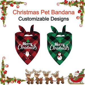 Venta al por mayor: Nuevo estilo, superventas, babero triangular personalizable de tela escocesa navideña para <span class=keywords><strong>mascotas</strong></span> (perros y gatos) - Product Image 2