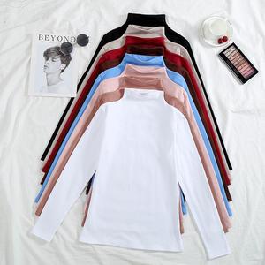 <span class=keywords><strong>T</strong></span>-<span class=keywords><strong>shirt</strong></span> à manches longues en velours pour <span class=keywords><strong>femme</strong></span>, coupe ajustée décontractée, couleur unie, version coréenne, automne-hiver, épaisseur optionnelle - Product Image 2