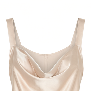 Robe longue en satin champagne sans manches, col bénitier, dos nu, coupe ample, style vintage décontracté pour femme - Product Image 4