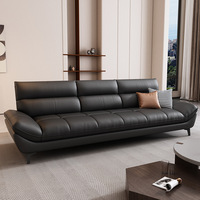 Sofá de cuero moderno de alta calidad superventas, sofá de esquina sencillo para sala de estar, sofá seccional negro de cuero de lujo italiano