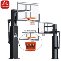 Support de basket-ball en métal encastré, robuste, conforme aux normes FIBA, avec rembourrage de protection contre les chocs pour stades et écoles