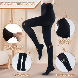 Collants de compression élastiques en nylon et spandex tricotés, motif uni, à bout fermé/ouvert, pour femme, usage quotidien, pour varices - Product Image 2