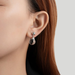 Transparent <b>Crystal</b> <b>Ball</b> Stud Earrings 925 Silver Minimalist Everyday Wear Geometric Design Round Shape - Product Image 2