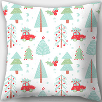 Housses de coussin de Noël 18*18 pouces, Housses de coussin décoratives de Noël style ferme avec arbres de Noël, Décoration d'hiver pour canapé