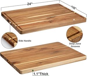 Tabla de cortar de madera Extra grande de acacia, tabla de cortar sobre estufa con asas laterales y ranuras para jugo de 24x18 pulgadas - Product Image 1