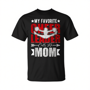 T-shirt noir unisexe pour adultes « Ma favorite des pom-pom girls m'appelle maman » - Product Image 2