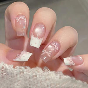 Nuevo Producto al por Mayor. Uñas Postizas de Moda Estilo Francés <span class=keywords><strong>con</strong></span> Líneas Metálicas Irregulares en Forma de Ojo de Gato Negro y Azul, Estilo Flor de Hielo, para Instagram - Product Image 4