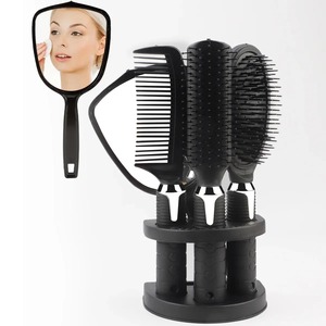 Ensemble de coiffure 4 pièces avec miroir, accessoires de beauté compacts, outils de coiffage, brosse, peignes pour boucler et lisser les cheveux, outils de maquillage - Product Image 1