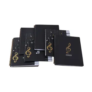 Piano Score Notebook Multi Layered Insert Durable Portable A4 Size Black Cover Notebook For Music