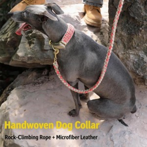 Collier pour chien tressé à la main 3 en 1, laisse en corde durable, paracorde tissé, boucle en nylon réglable - Product Image 2