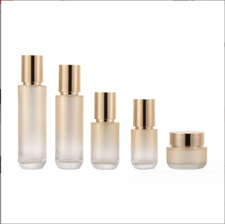 Gradual gold cosmetic packaging materials empty bottle of lotion toner essence 50g gradient gold cream glass bottle