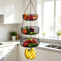 Panier à fruits en métal multifonction à 3 niveaux pour la cuisine, le garde-manger, le rangement des légumes, organisateur