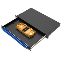 1U 2U 7U dan 4U ODF, baki Splice untuk FTTH 12 24 48 72 144 288 Core Port Fiber Optic Patch Panel dalam satu rak