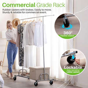Perchero Comercial Plegable de Alta Resistencia con Ruedas para Ropa, Estante Rodante para Colgar Prendas - Product Image 3