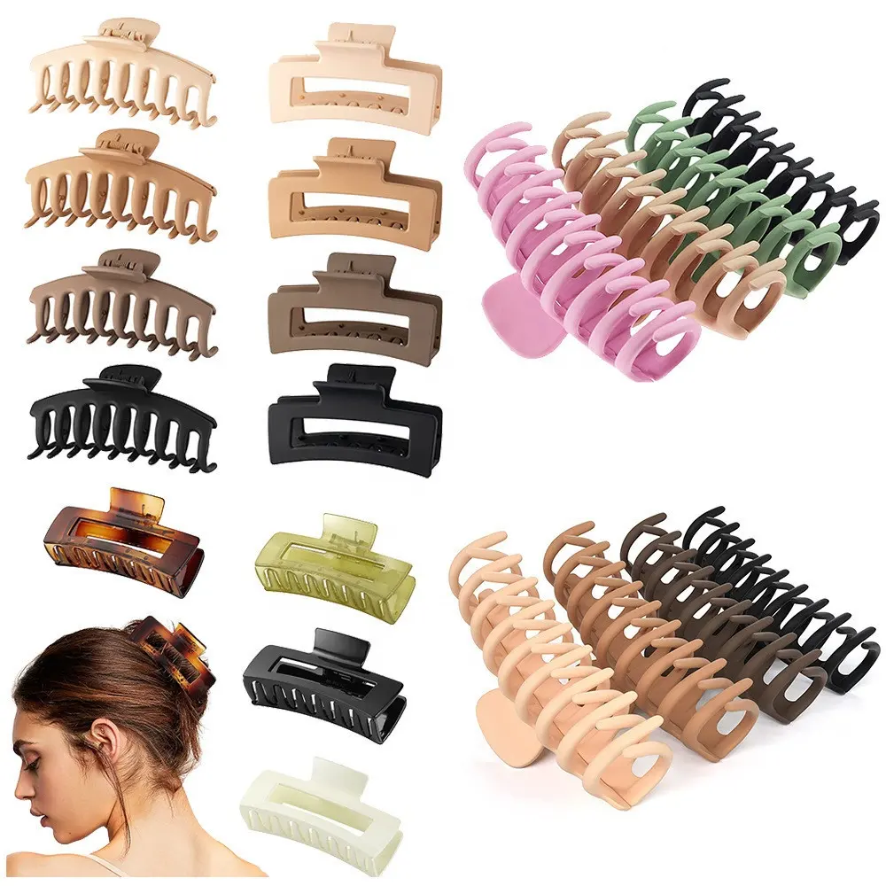 Clipes de garra de cabelo de cristal, acessórios para cabelo, multicoloridos, de plástico, transparente, para mulheres