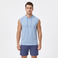 Débardeur à capuche sans manches, conception OEM ODM, tissu élastique doux de haute qualité, col rond pour homme, logo personnalisé, coupe ample