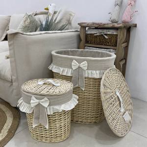 Panier à linge en <span class=keywords><strong>osier</strong></span> <span class=keywords><strong>de</strong></span> capacité géante Panier en rotin <span class=keywords><strong>de</strong></span> style quotidien pour le rangement des vêtements/jouets avec intérieur lavable pour les salles <span class=keywords><strong>de</strong></span> <span class=keywords><strong>bain</strong></span> - Product Image 1
