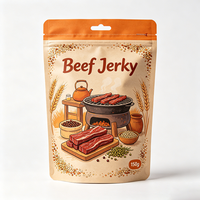 Groothandel op maat bedrukte hoog-barrière laminaat stand-up pouch met hersluitbare zip lock voor verpakkingen van beef jerky en vlees snacks