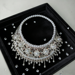 Collar Étnico Floral Brillante |   Collar llamativo estilo Miao chapado en plata con flecos de perlas - Product Image 4