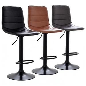 Chaise <span class=keywords><strong>de</strong></span> <span class=keywords><strong>bar</strong></span> pivotante multicolores, réglable en hauteur, en PU, avec dossier et repose-pieds - Product Image 2