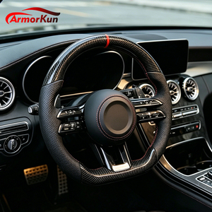 Volante Sportivo AMG in Fibra di Carbonio con Impugnature Laterali in Pelle Traforata, Upgrade per <span class=keywords><strong>Mercedes</strong></span> Benz Tutte le <span class=keywords><strong>Serie</strong></span> A <span class=keywords><strong>B</strong></span> C E S G GLS - Product Image 1