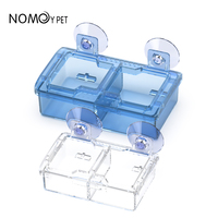 NOMOY PET NEW Transparent Bleu Blanc Double Compartiment Anti-évasion Mangeoire Reptile Bol avec Ventouses