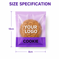 Sacs plats personnalisés avec logo imprimé pour biscuits individuels, thermoscellables, mats, avec encoches de déchirement, vente en gros