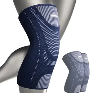 Proron针织灰色运动弹簧加载专业护膝袖压缩运动弹力髌骨护膝