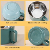Boîte à lunch isotherme pour enfant en acier inoxydable 304, boîte à lunch thermique avec poignée, trois compartiments, double niveau, grande capacité