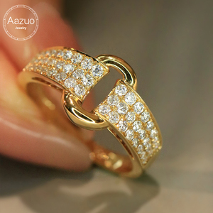อาซูโอ 18K ทองคำแท้สีเหลืองเพชรธรรมชาติ 0.50 กะรัต ทรงบริลเลียนท์ ดีไซน์หรูหรา แหวนแฟชั่น ของขวัญสำหรับงานหมั้นของผู้หญิง - Product Image 1