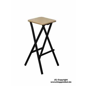 Sgabello pieghevole laccato nero con piano in betulla/olmo - Product Image 1