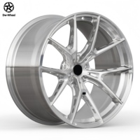 Jantes forgées DW Wishbone à rayons argentés et blancs 19 20 21 pouces avec anneau rouge et lèvre perforée, compatibles Aero Streamline McLaren 720S