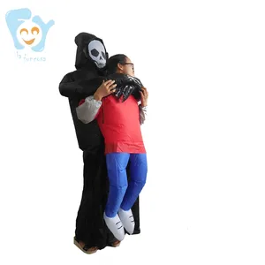Fantasia infantil de cospplay assustador, esqueleto inflável, traje de halloween