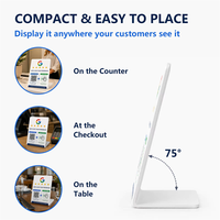 Support NFC Google Review avec puce préprogrammée, panneau de comptoir en PVC, affichage de code QR pour demande de commentaires numériques, conception étanche pour