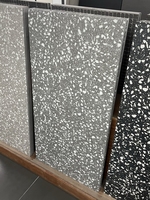 Carreaux de porcelaine pleine masse effet terrazzo gris mat 600x1200mm modernes, antidérapants, antibactériens et résistants à l'usure pour sols et murs de salle à manger