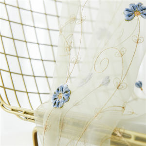 ZHONGHUA Fiori Blu <span class=keywords><strong>Francese</strong></span> Piega Sheer <span class=keywords><strong>Tulle</strong></span> <span class=keywords><strong>Tende</strong></span> Della Finestra di Casa Zhejiang - Product Image 3